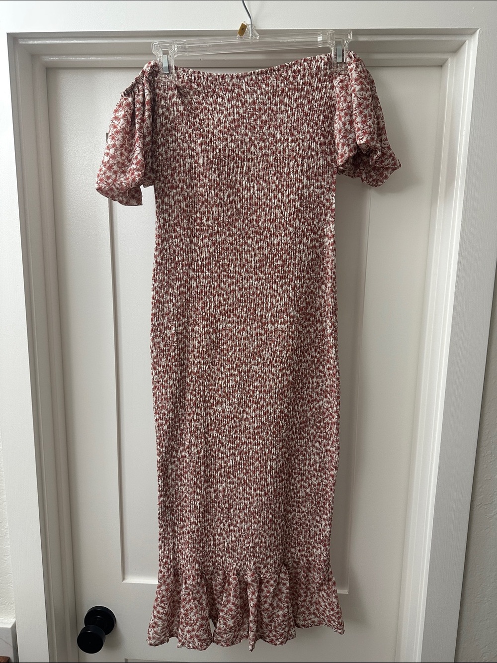 Petal & Pup Marled Dusty Rose Off-Shoulder Midi Dress